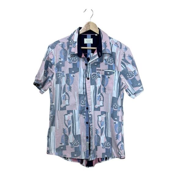 7Diamonds Men's Short Sleeve Button Front Printed Aztec Collared Shirt M - Picture 2 of 10